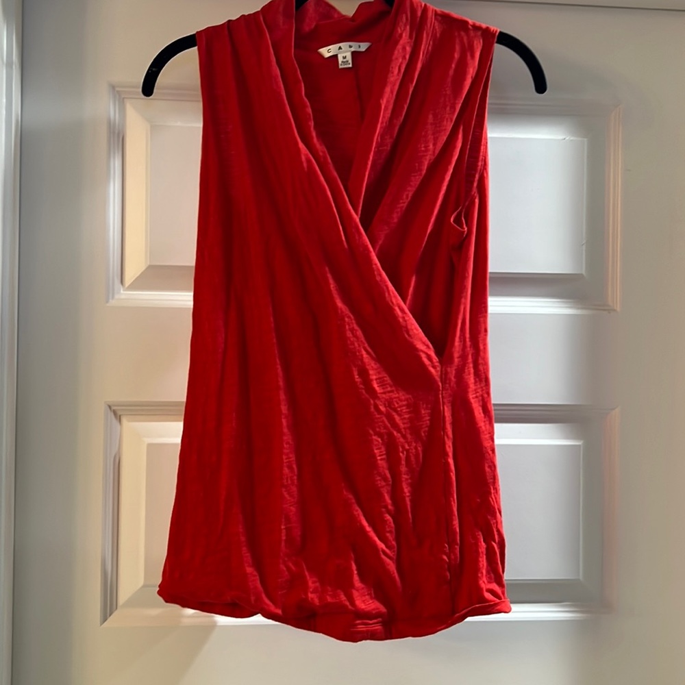 CABi red top with wrap detail. EUC size medium